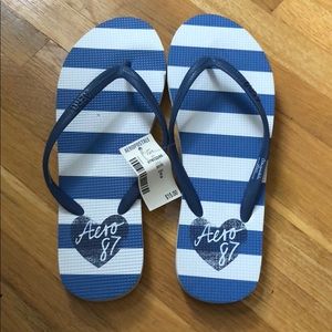 Blue and white Flip flops